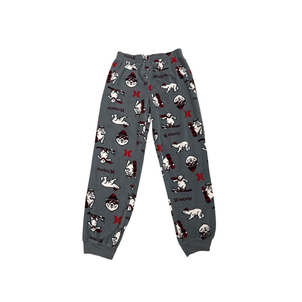 Hurley Pajamas Gray Fleece Christmas Print Jogger PJ Pants Size Youth 12